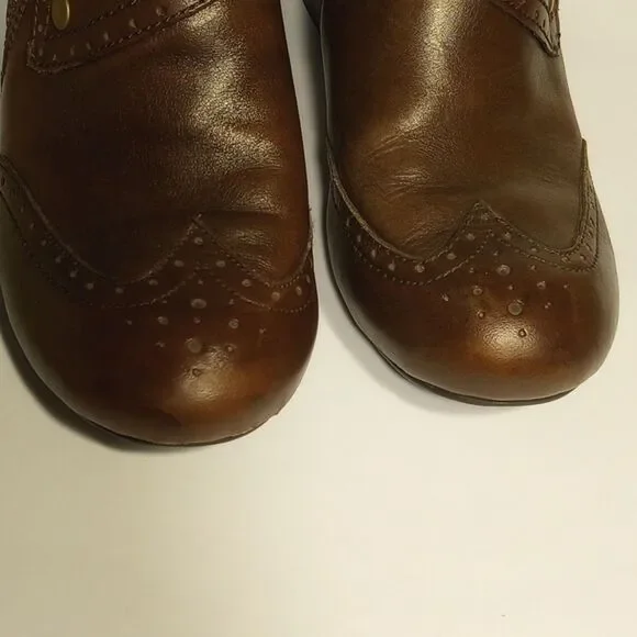 Brown Leather Born Heeled Clogs - Picture 10 of 10